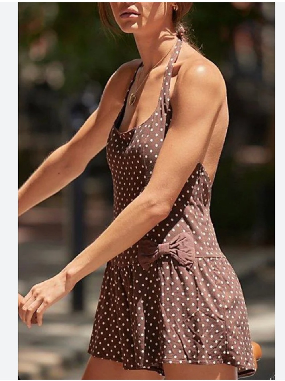 Free People Polka Dot Halter top mini skirt with now Romper